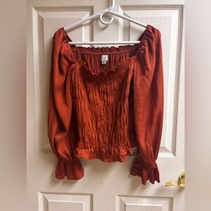 a new day Terracotta Smocked Blouse